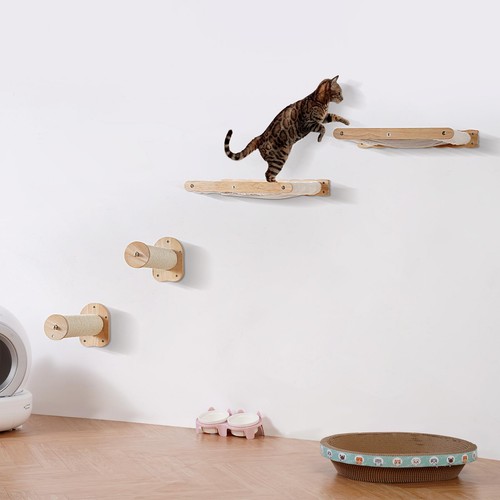 Wall mounted cat - shelves, with